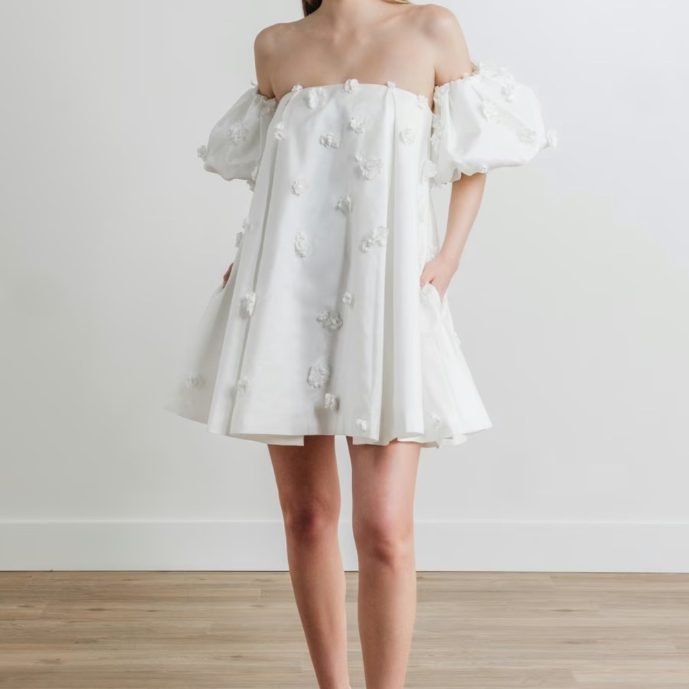 Watters Off-Shoulder White Mini Dress